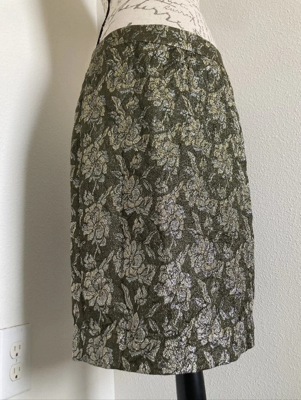 J.Crew Collection Metallic Floral Jacquard Pencil Skirt size 10 Cocktail Party